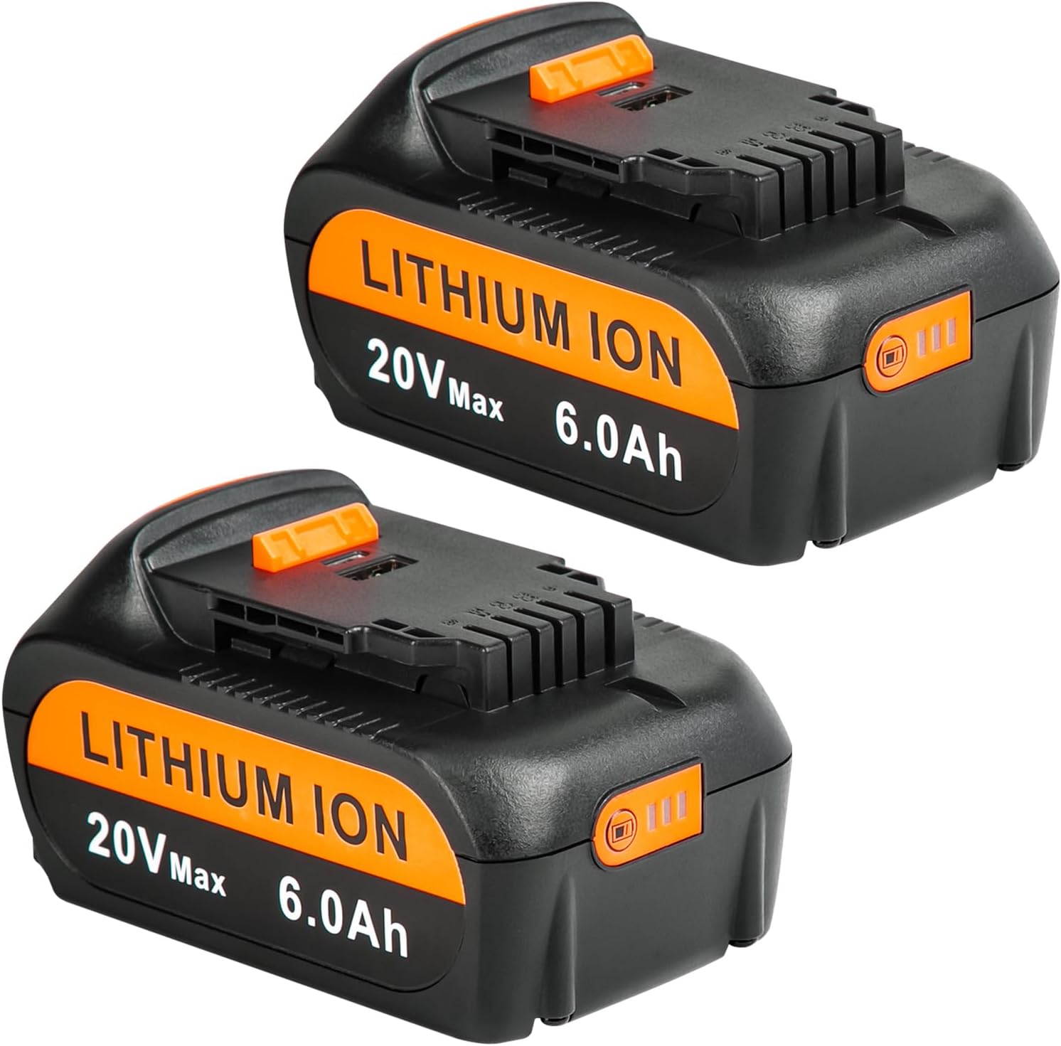 20V 6.0Ah Replacement for Dewalt 20V Max Battery, 2-Pack Batteries Compatible with Dewalt Baterias Cordless Power Tools and Chargers